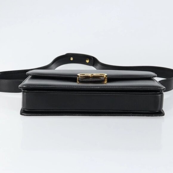 GUCCI Shoulder Bag Leather Black Gold Auth ep11506 - Picture 8 of 16